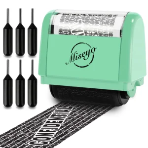 Identity Theft Protection Roller Stamp Set - Mint Green (6 Refill Ink Incleded)